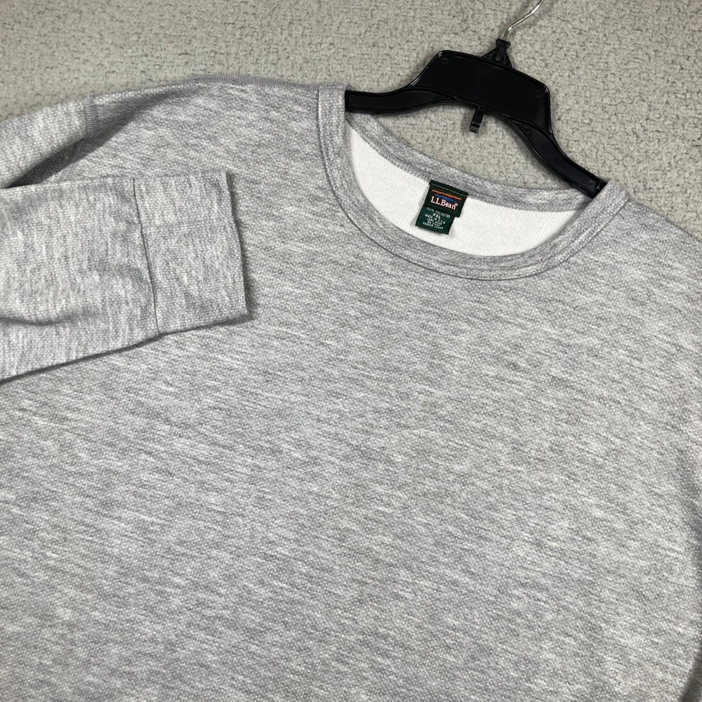 L.L. Bean Shirt Mens XXL Gray Performance Long Sleeve Thumbhole Crewneck DH048